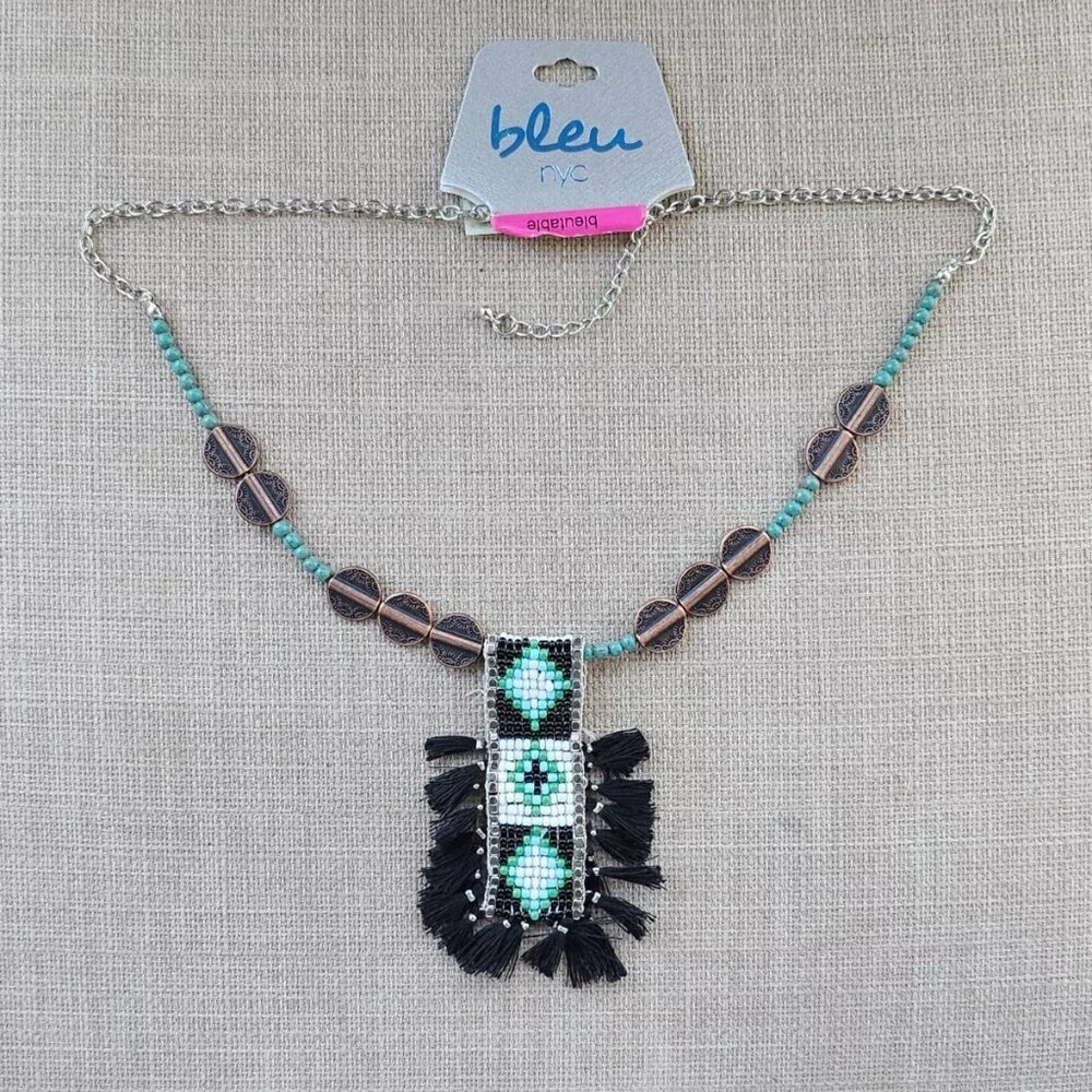 Bleu NYC Women Necklace Black Tassel Multi Color Beads Fashion Jewelry NWT $32